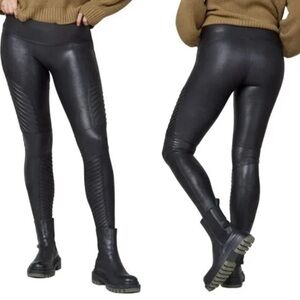 Spanx Moto Faux-Leather Black Leggings